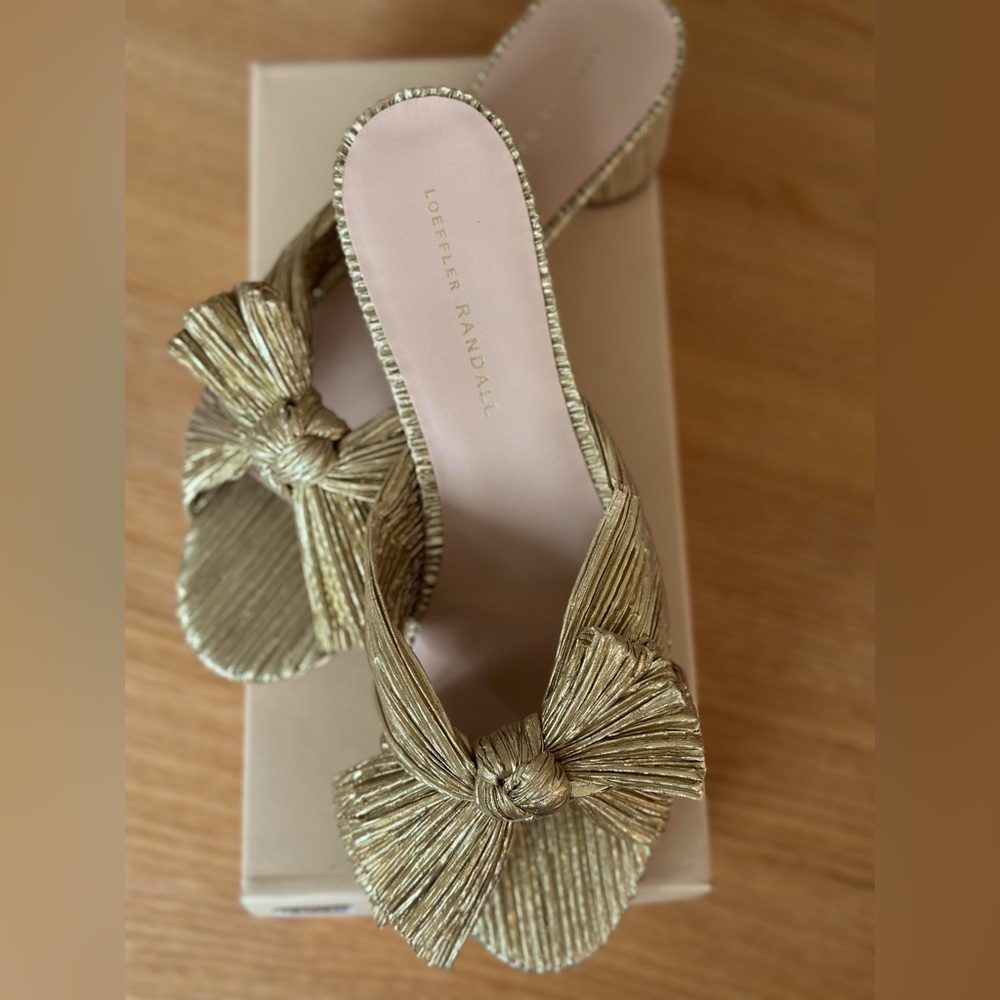 Loeffler Randall gold Emilia size 9.5